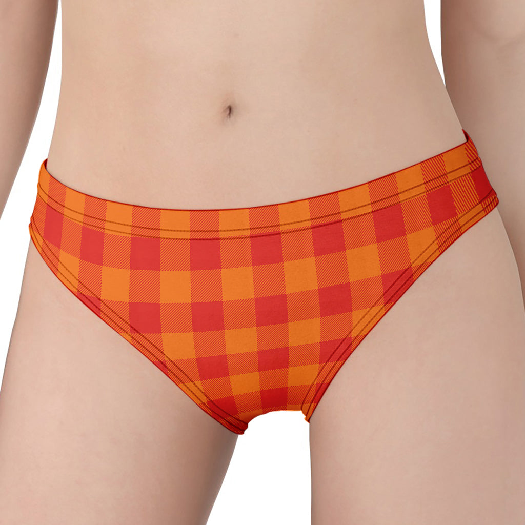 Orange Buffalo Check Pattern Print Women's Panties