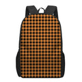 Orange Buffalo Plaid Print 17 Inch Backpack