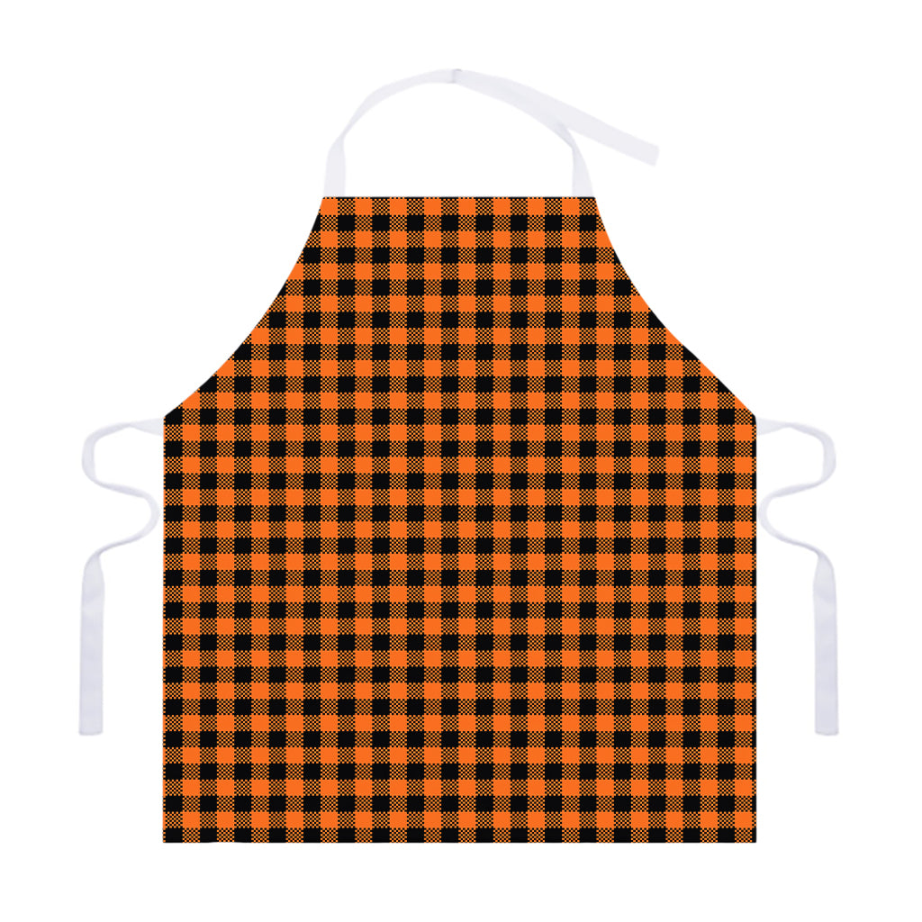 Orange Buffalo Plaid Print Adjustable Apron