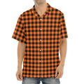 Orange Buffalo Plaid Print Aloha Shirt