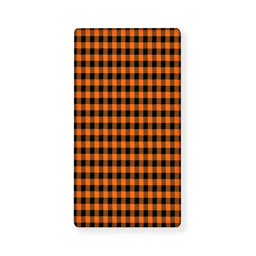 Orange Buffalo Plaid Print Baby Crib Sheet