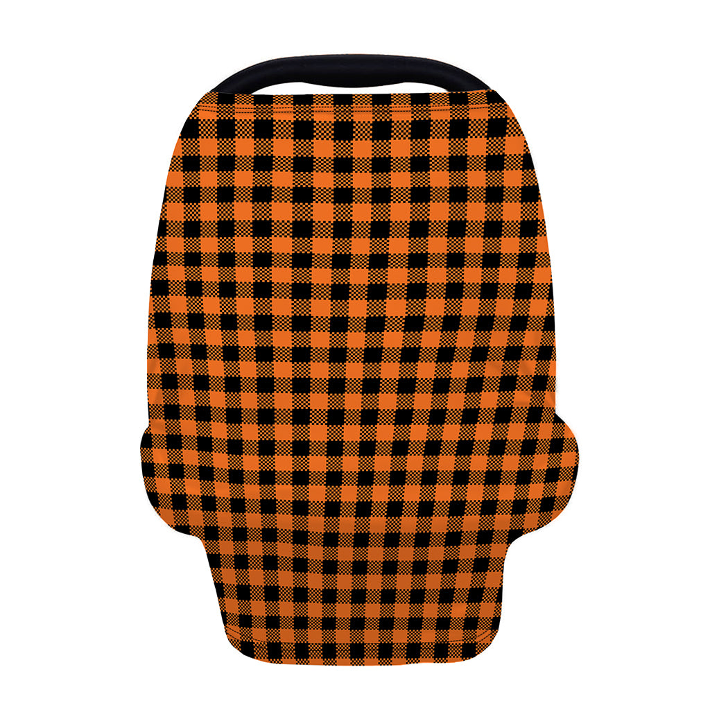 Orange Buffalo Plaid Print Baby Seat Cover