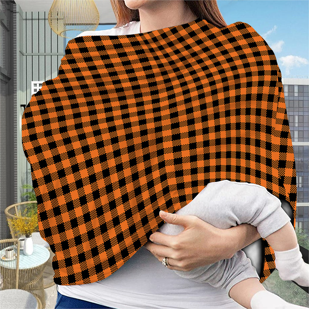 Orange Buffalo Plaid Print Baby Seat Cover