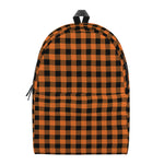 Orange Buffalo Plaid Print Backpack