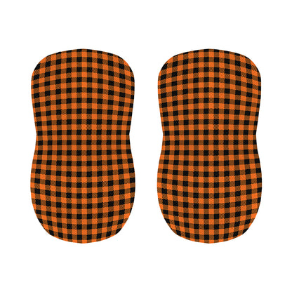 Orange Buffalo Plaid Print Bar Stool Covers