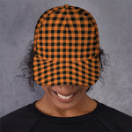 Orange Buffalo Plaid Print Baseball Cap