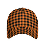 Orange Buffalo Plaid Print Baseball Cap