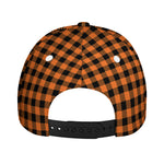 Orange Buffalo Plaid Print Baseball Cap