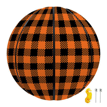 Orange Buffalo Plaid Print Basketball