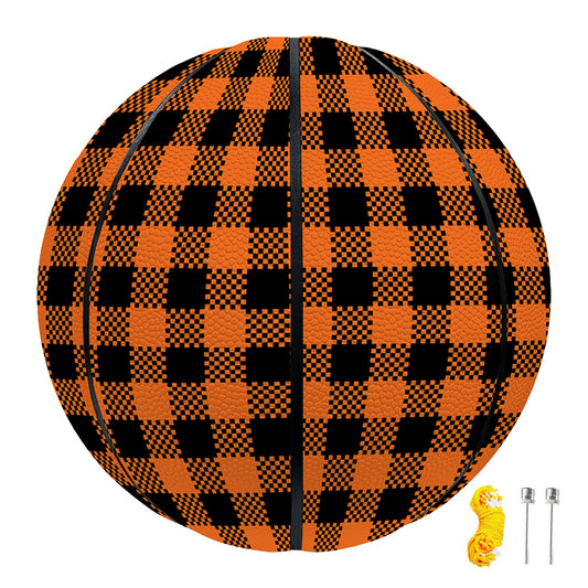 Orange Buffalo Plaid Print Basketball
