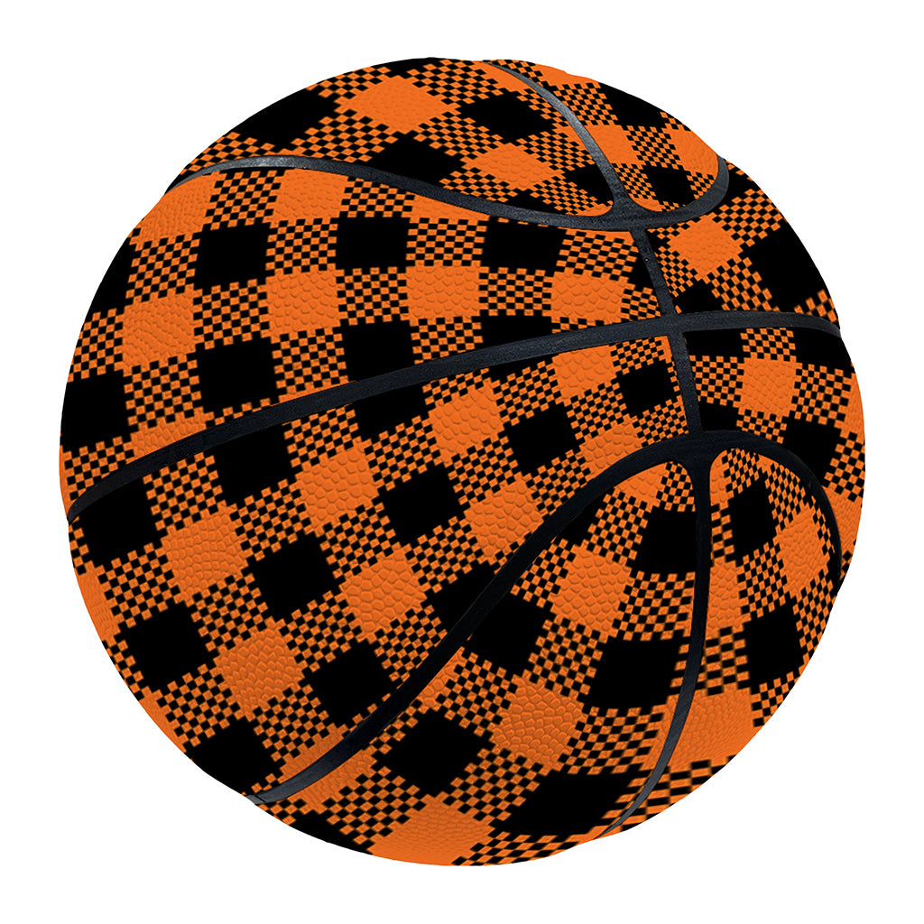 Orange Buffalo Plaid Print Basketball