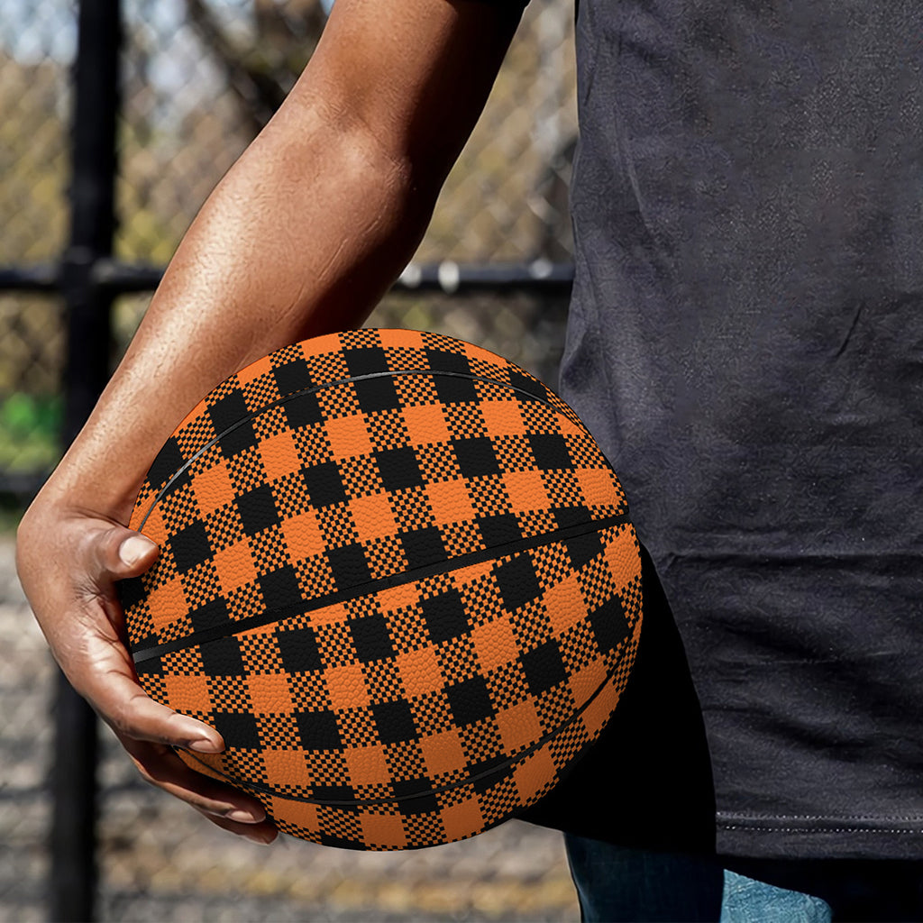 Orange Buffalo Plaid Print Basketball