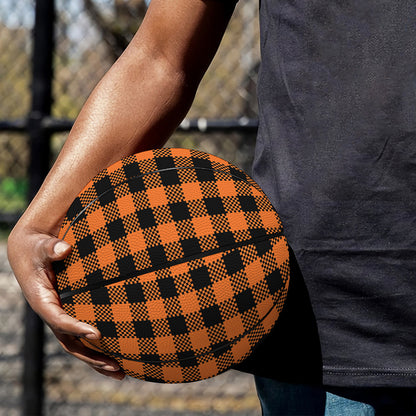 Orange Buffalo Plaid Print Basketball