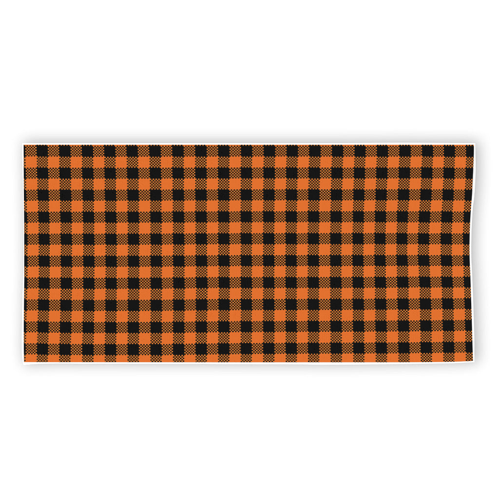 Orange Buffalo Plaid Print Beach Towel
