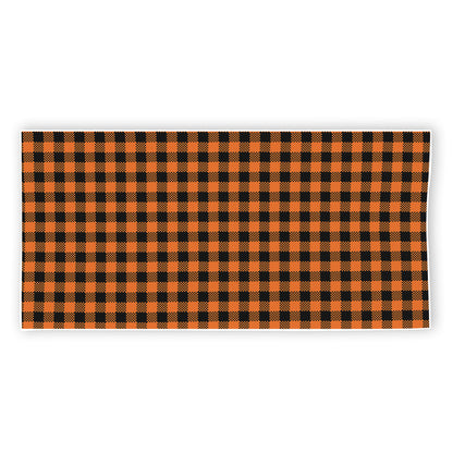 Orange Buffalo Plaid Print Beach Towel