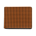 Orange Buffalo Plaid Print Bifold Wallet