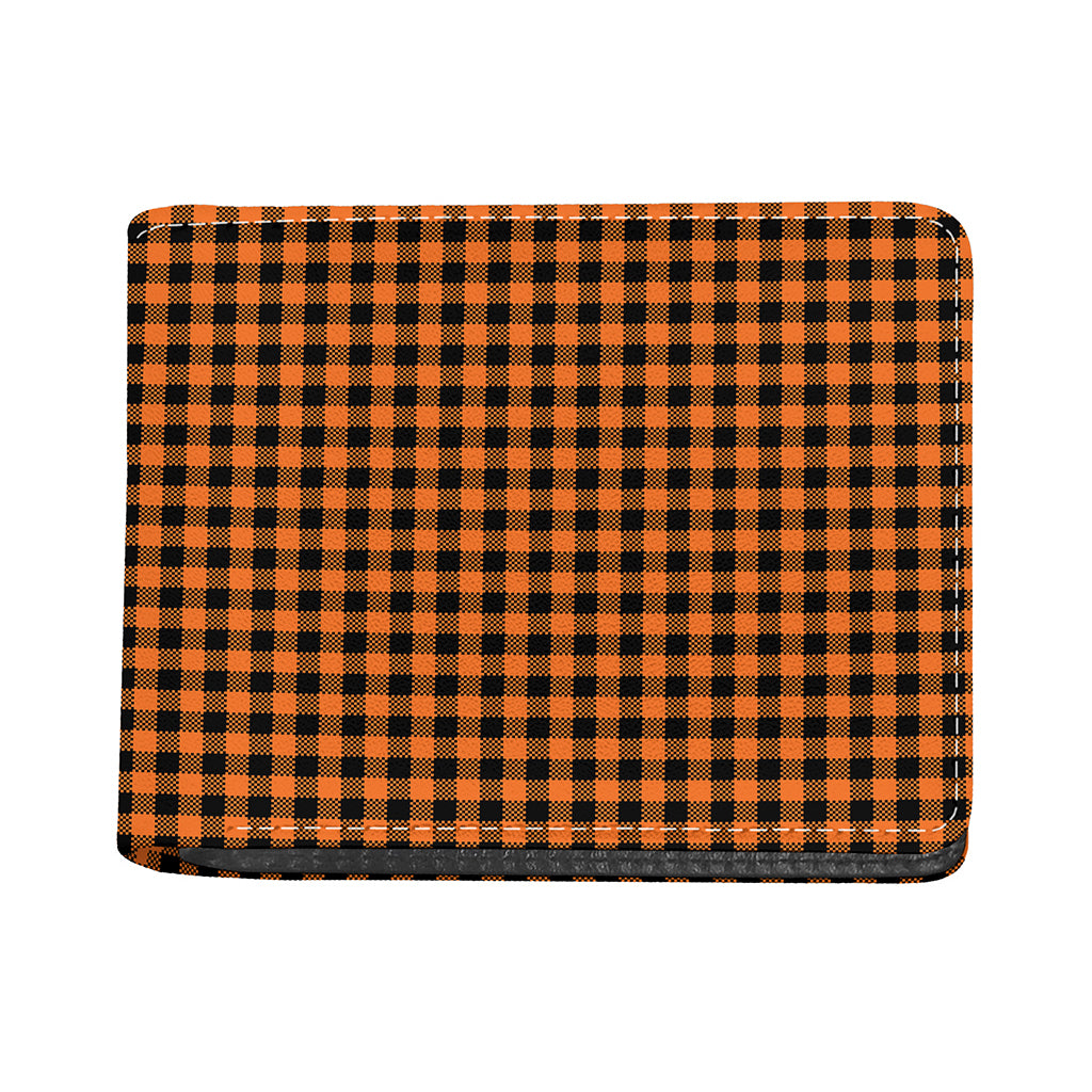 Orange Buffalo Plaid Print Bifold Wallet