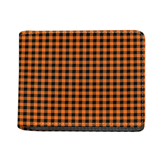 Orange Buffalo Plaid Print Bifold Wallet