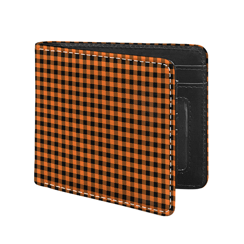 Orange Buffalo Plaid Print Bifold Wallet