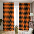 Orange Buffalo Plaid Print Dimout Pencil Pleat Curtains