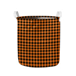 Orange Buffalo Plaid Print Collapsible Laundry Basket