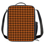 Orange Buffalo Plaid Print Crossbody Lunch Bag