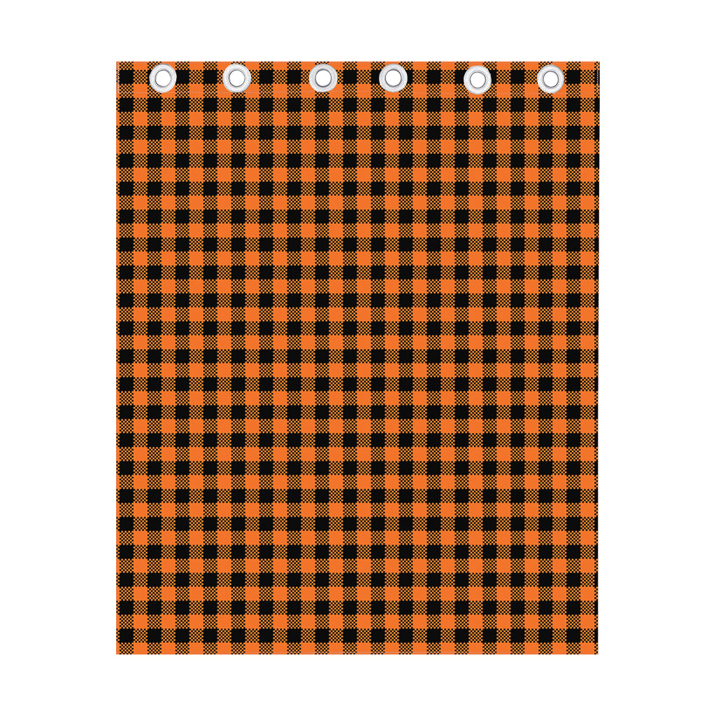 Orange Buffalo Plaid Print Curtain