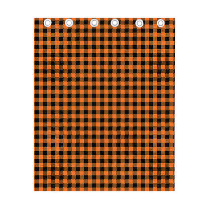 Orange Buffalo Plaid Print Curtain