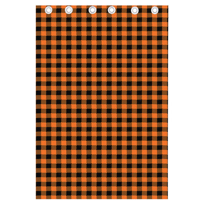 Orange Buffalo Plaid Print Curtain