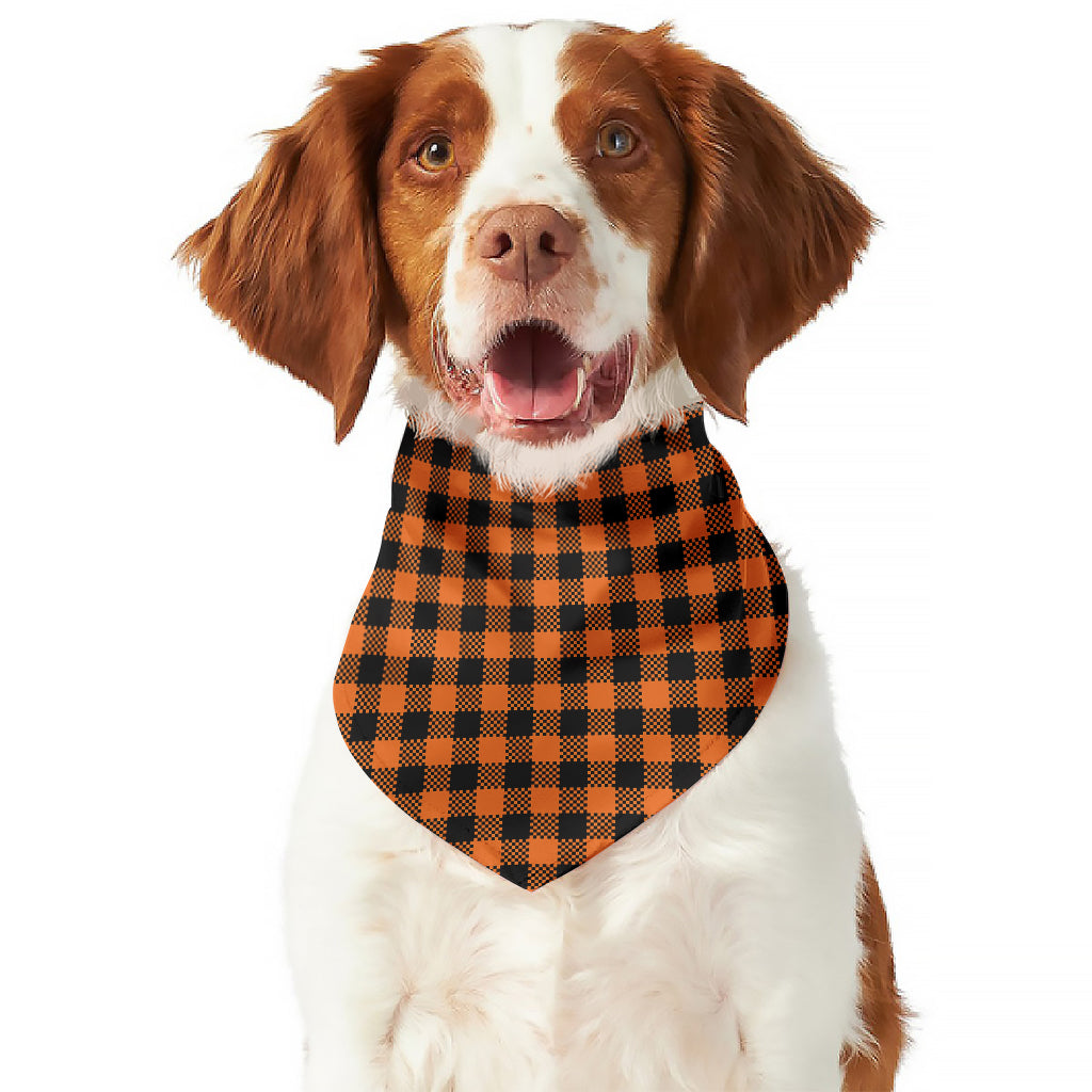 Orange Buffalo Plaid Print Dog Bandana