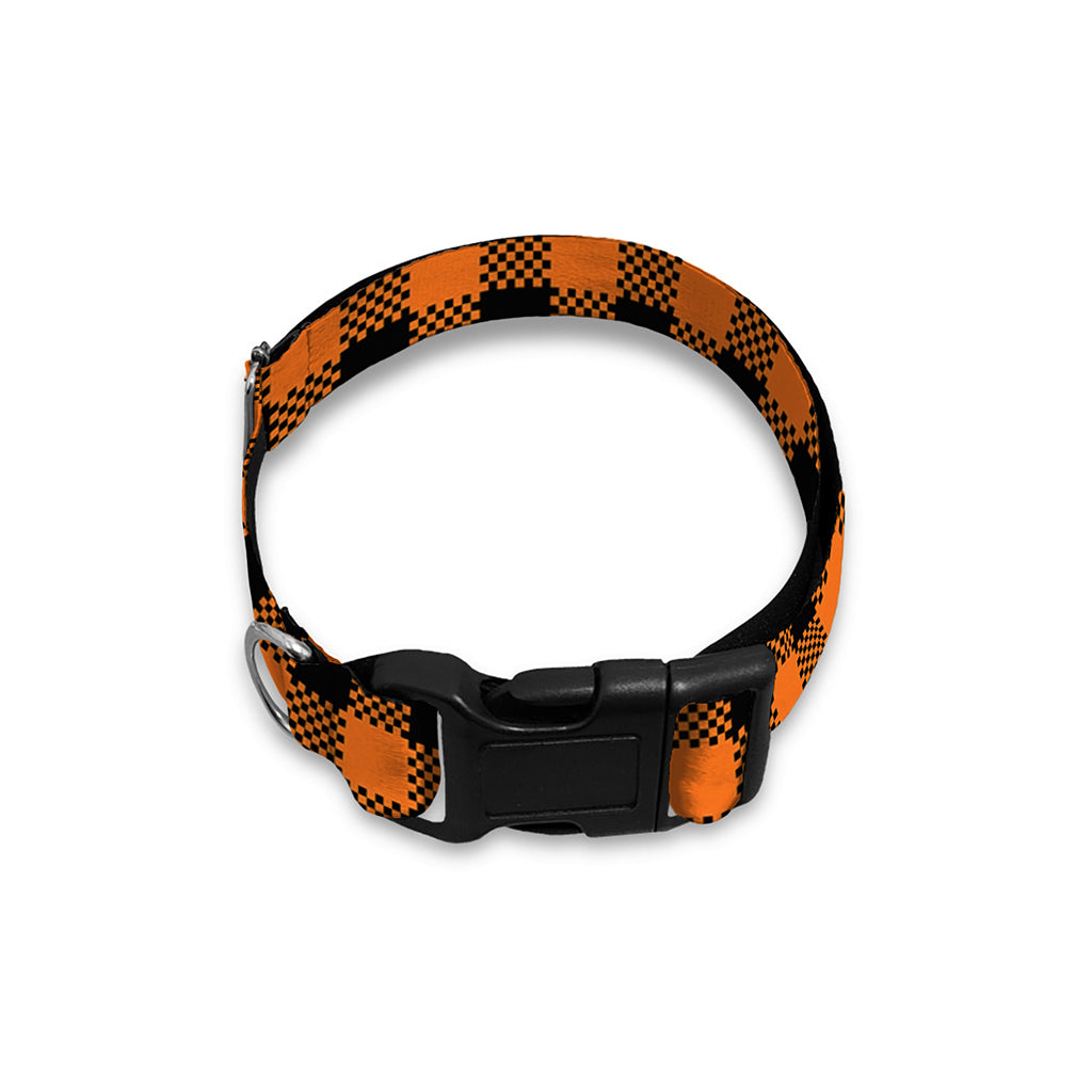 Orange Buffalo Plaid Print Dog Collar