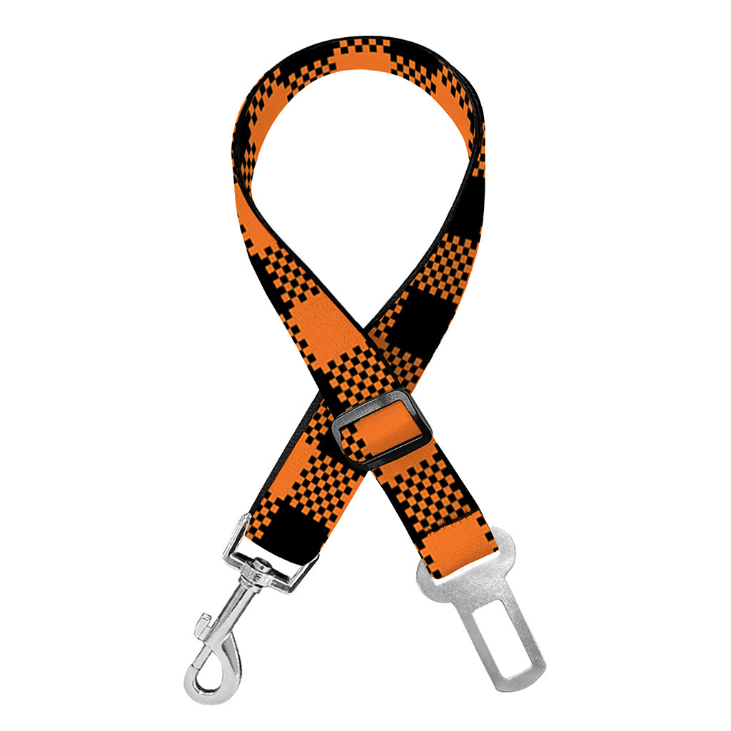 Orange Buffalo Plaid Print Dog Seat Belt