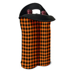 Orange Buffalo Plaid Print Double Neoprene Wine Tote