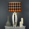 Orange Buffalo Plaid Print Drum Lamp Shade