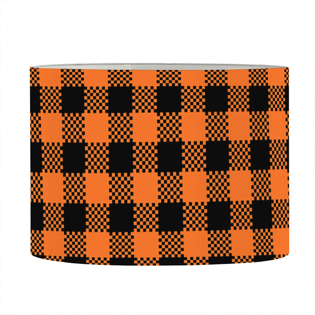 Orange Buffalo Plaid Print Drum Lamp Shade