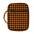 Orange Buffalo Plaid Print Front Pocket Bible Bag