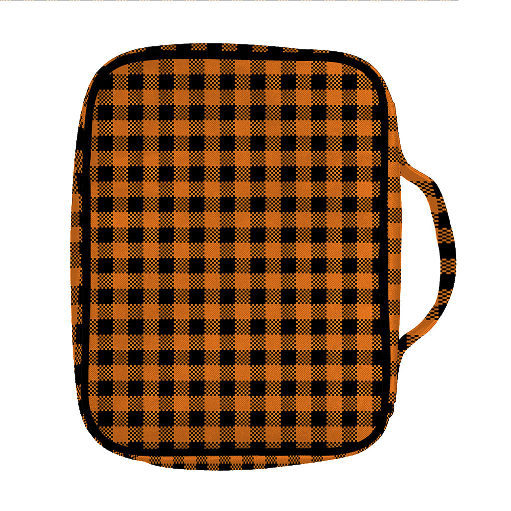 Orange Buffalo Plaid Print Front Pocket Bible Bag