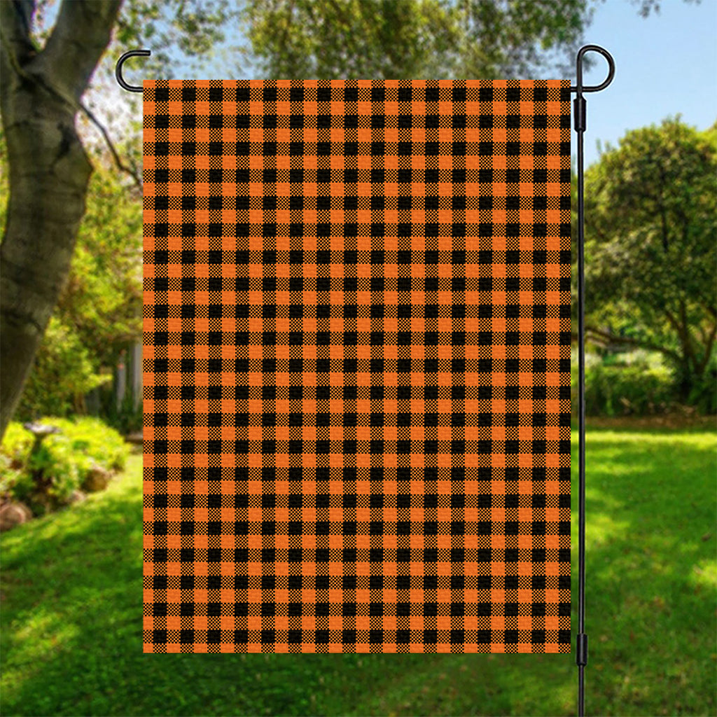 Orange Buffalo Plaid Print Garden Flag