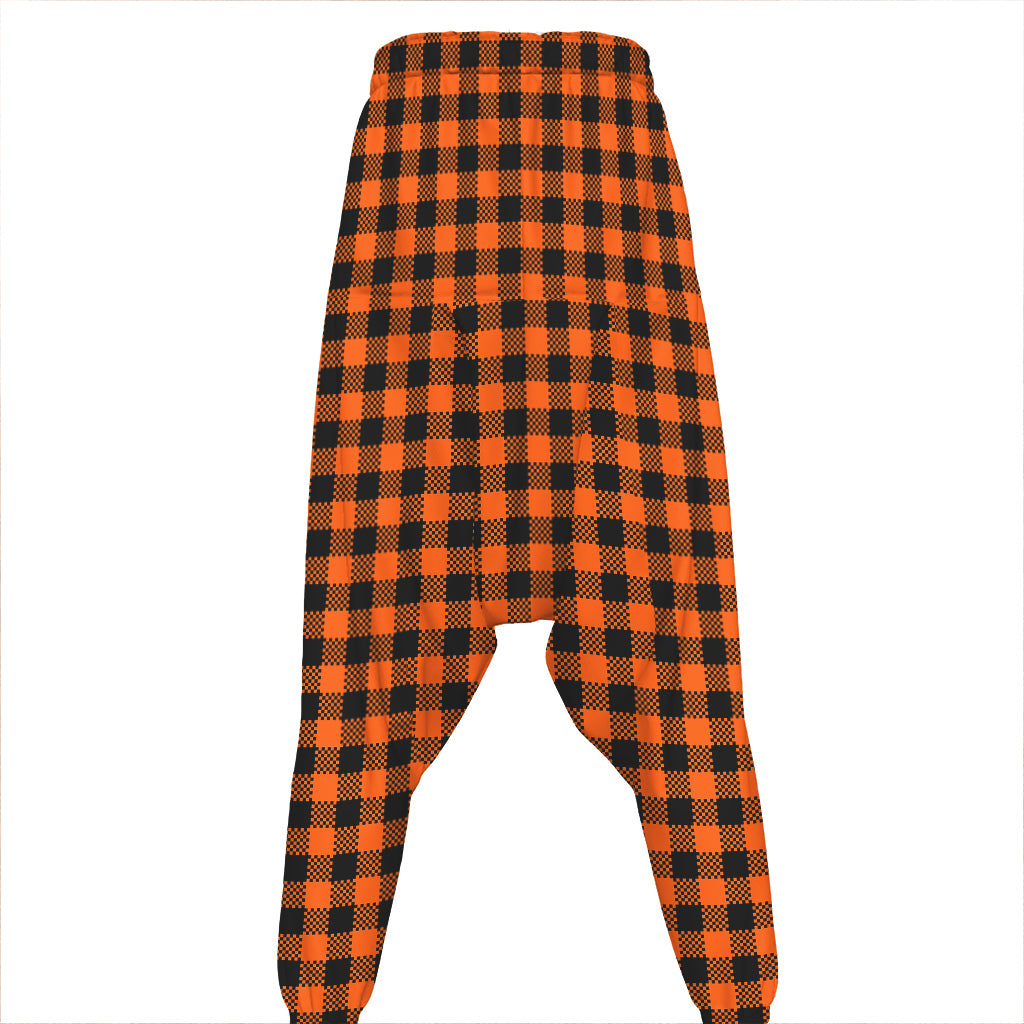 Orange Buffalo Plaid Print Hammer Pants