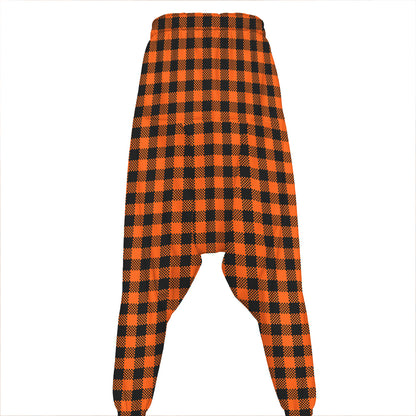 Orange Buffalo Plaid Print Hammer Pants
