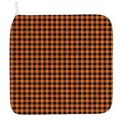 Orange Buffalo Plaid Print Hand Towel
