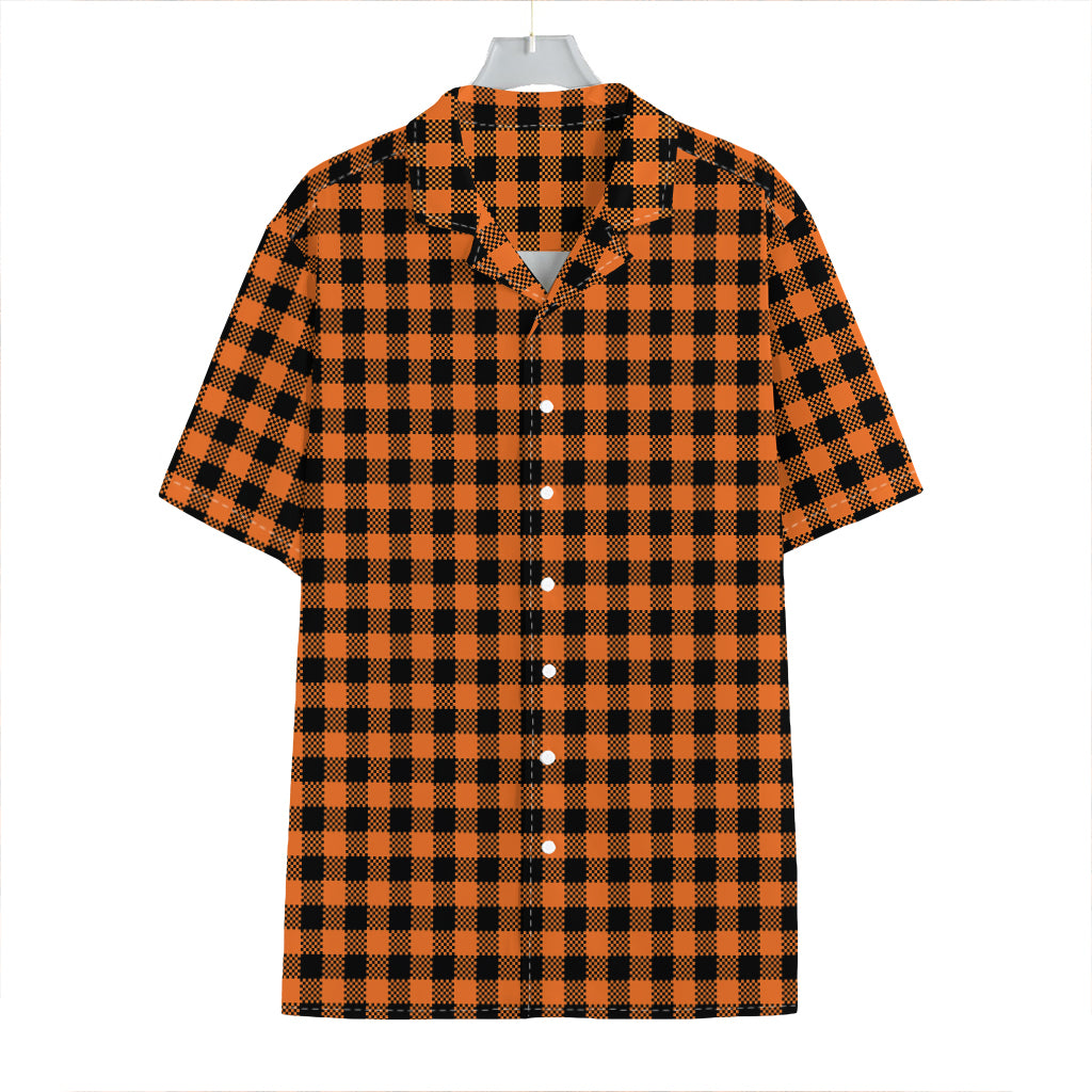 Orange Buffalo Plaid Print Hawaiian Shirt