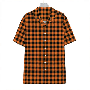 Orange Buffalo Plaid Print Hawaiian Shirt