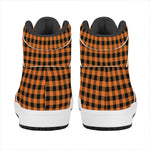 Orange Buffalo Plaid Print High Top Leather Sneakers