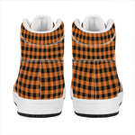 Orange Buffalo Plaid Print High Top Leather Sneakers