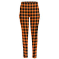 Orange Buffalo Plaid Print High-Waisted Pocket Leggings