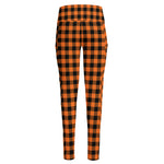 Orange Buffalo Plaid Print High-Waisted Pocket Leggings