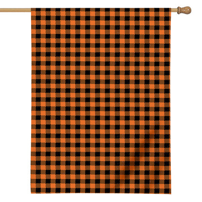 Orange Buffalo Plaid Print House Flag