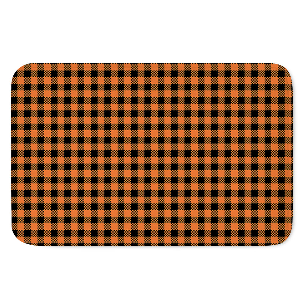 Orange Buffalo Plaid Print Indoor Door Mat