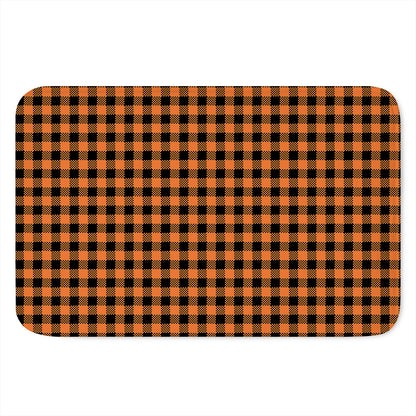 Orange Buffalo Plaid Print Indoor Door Mat